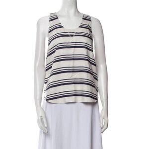 Ulla Johnson Silk White Blue Tank Top Striped Size 4